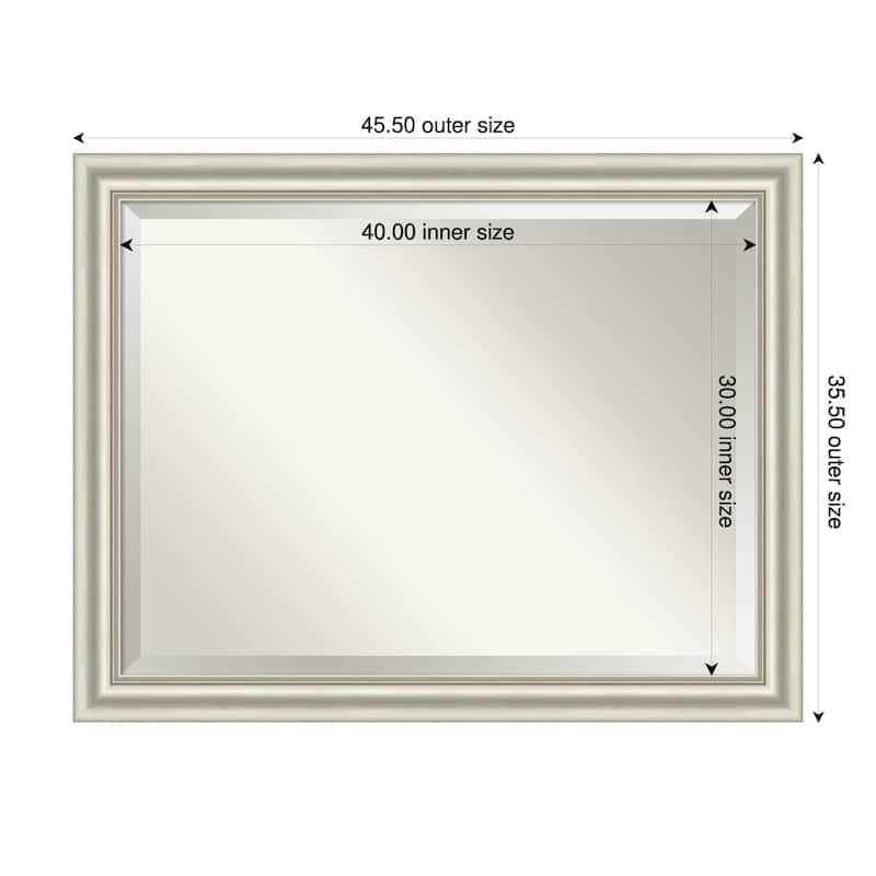 Sophia Beveled Framed Bathroom Vanity Wall Mirror - 46 x 36 in - Sophia Silver