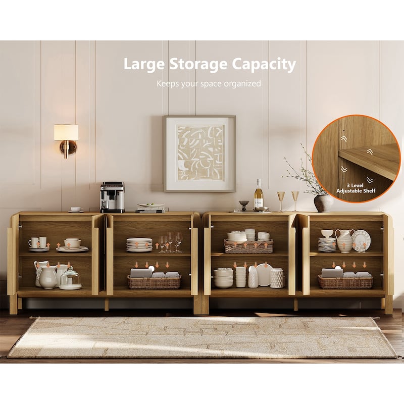 WAMPAT Mid-Century 63" Wood SideboardWAMPAT Buffet Cabinet With Storage, Modern Credenza With Doors And Adjustable Shelves
