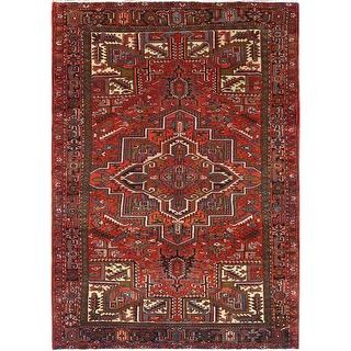Shahbanu Rugs Rust Red Vintage Persian Heriz Cleaned Distressed Look ...