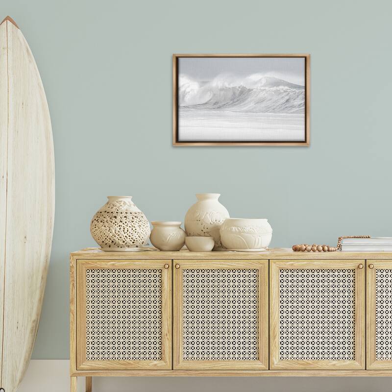 Stupell Cresting Beach Wave Framed Floater Canvas Wall Art Design By Maggie Olsen