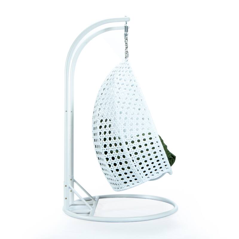 Egg-Shaped Swing Chair with Stand 2-Person Outdoor Patio Swing - Iron Frame & All-Weather Washable Cushions
