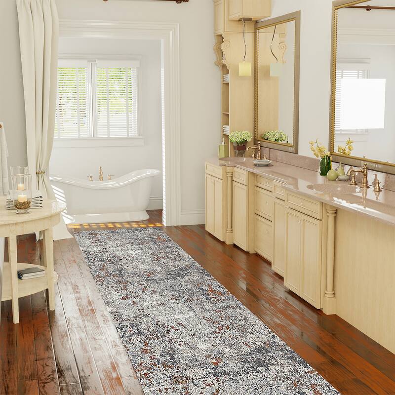 Sylvia Gracielle Ivory/Gray Polyester Blend Performance Area Rug