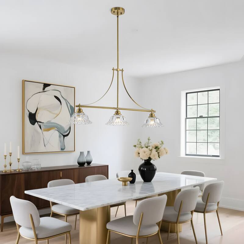 Starsky 3-Light Linear Chandelier With Floral-Inspired Shade