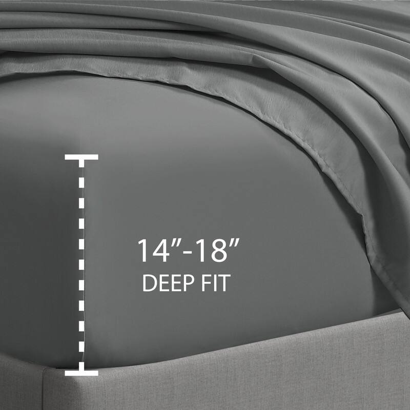 Swift Home Double Brushed Microfiber 16-Inch Deep Pocket Single Fitted Sheet - Queen - Grey