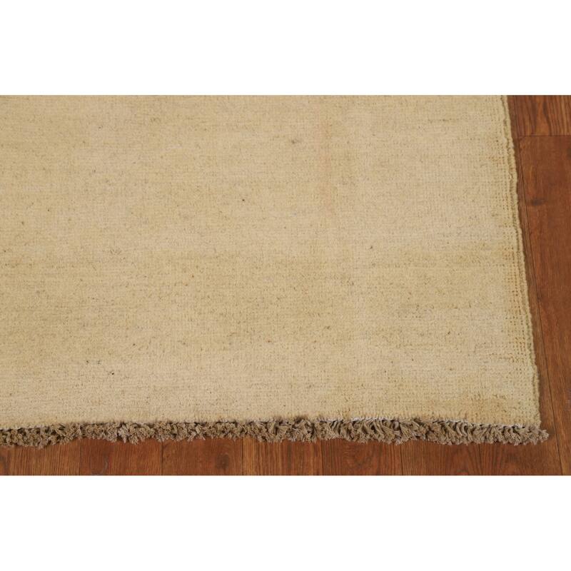 Muted Gold Gabbeh Modern Foyer Rug Hand-Knotted Wool Carpet - 3'0"x 4'0"