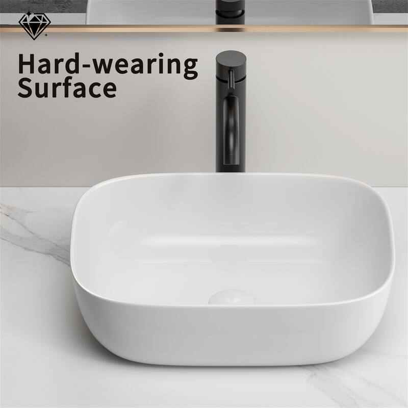 White Porcelain Small Vessel Sink - White