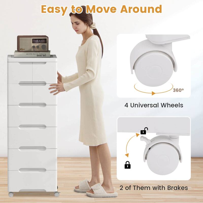 Costway 2 PCS 7-Drawer Plastic Rolling Storage Cart with 4 Universal - See Details