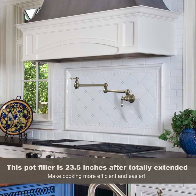 WOWOW Wall Mounted Pot Filler Faucet with Double Joints