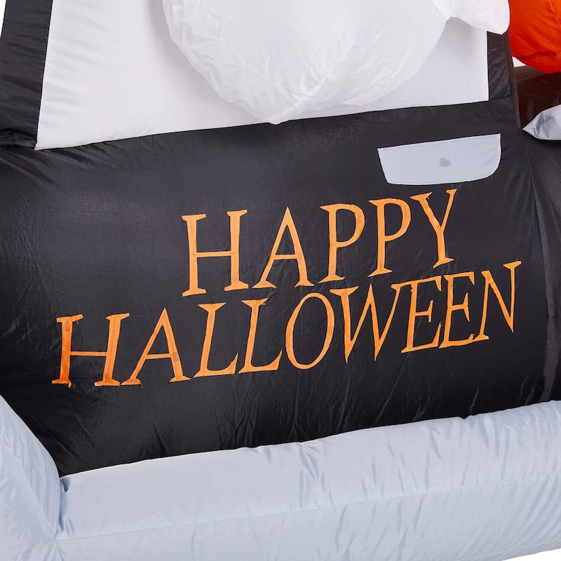 Glitzhome Halloween Lighted Inflatable Truck with Jack-O-Lantern Pumpkins Decor