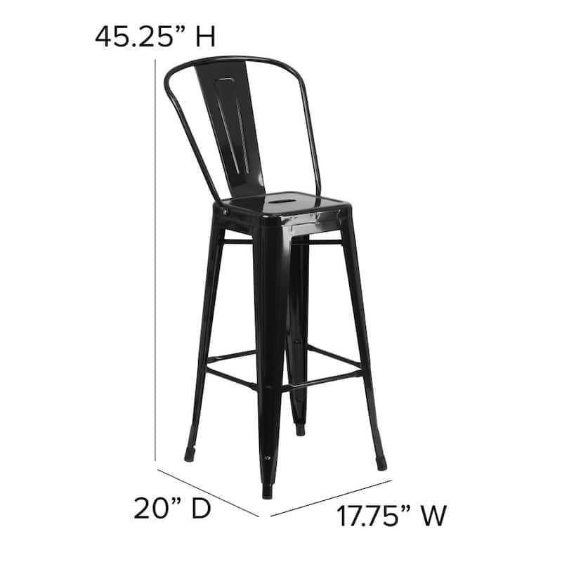 30'' High Metal Indoor-Outdoor Barstool with Back