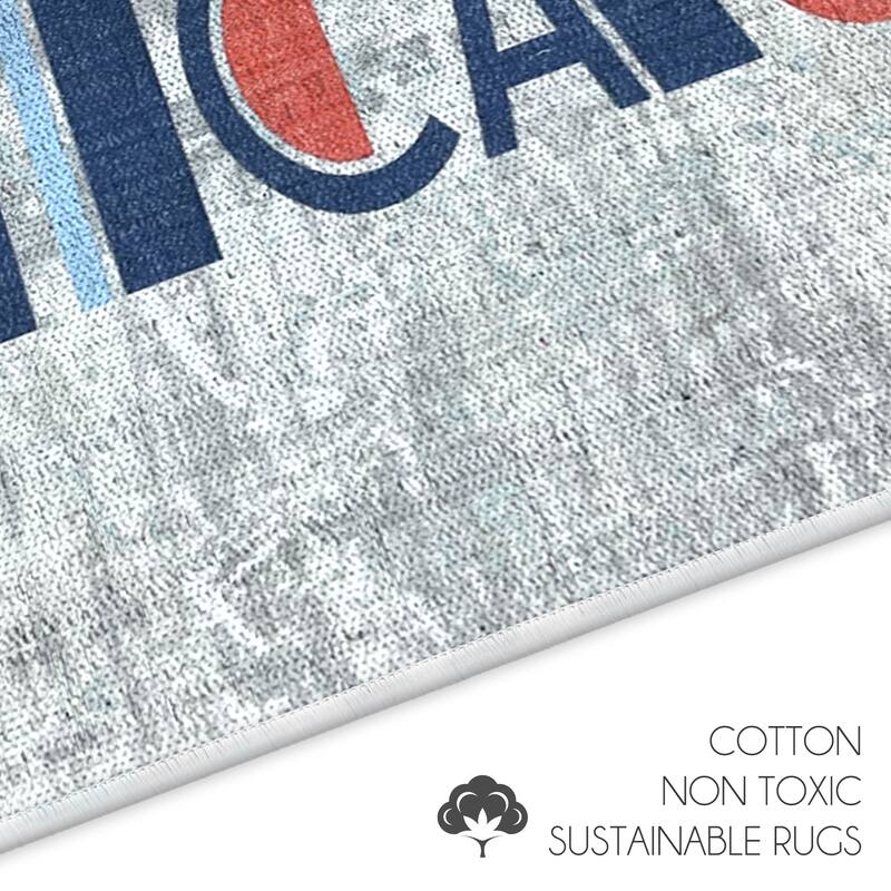 US States Design Non Skid Washable Kitchen Runner Rugs Set of 2 - Set of 44 x 24 and 31.5 x 20 Inches Low Pile Floor Mats