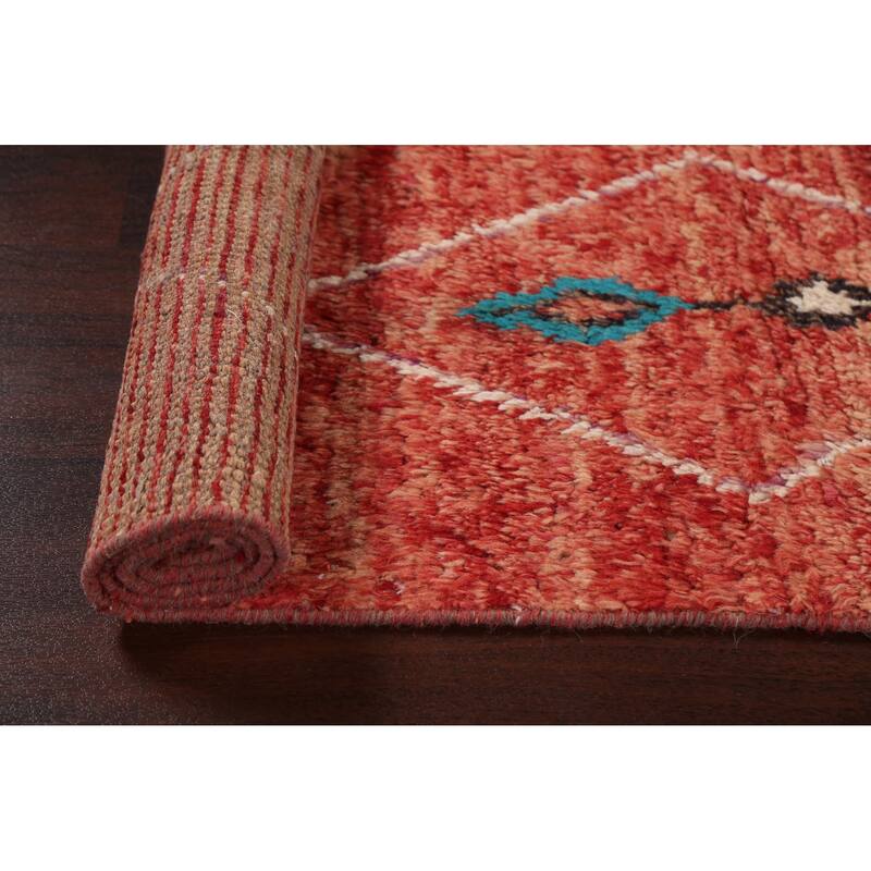 Geometric Tribal Moroccan Wool Runner Rug Hand-knotted Oriental Carpet - 2'1" x 11'2"