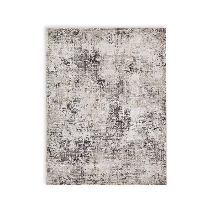 Elanor 5 x 7 Area Rug, Modern Abstract Design, Gray Polyester, Jute Backing - 5 x 7