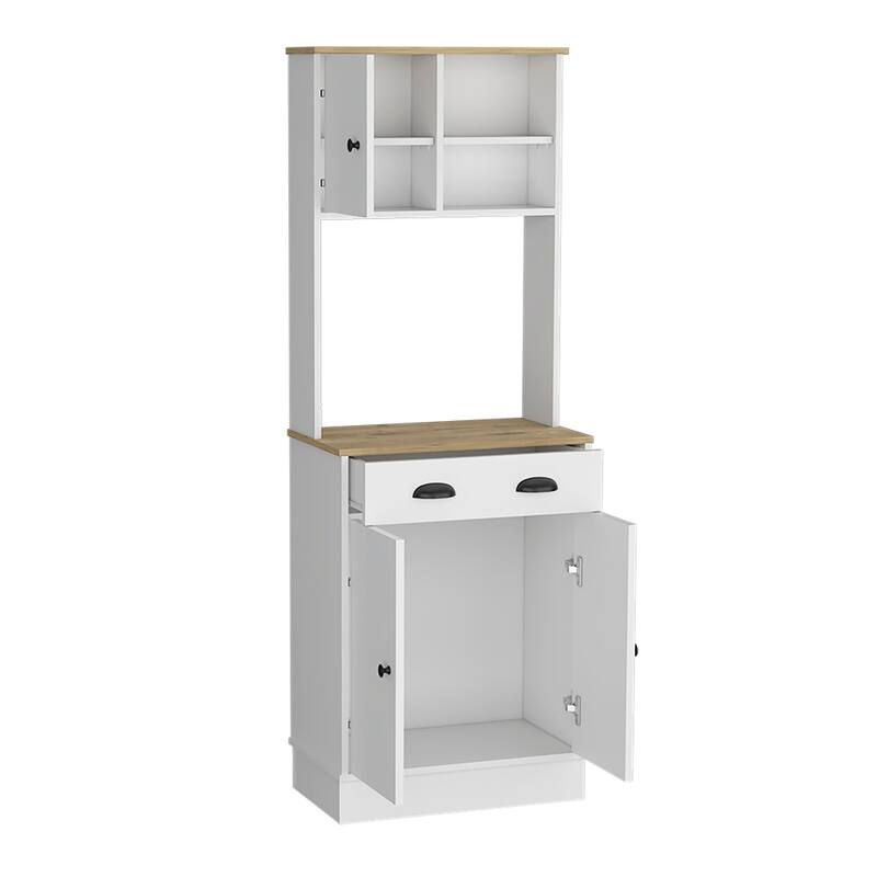 Microwave Storage Stand With 3-Doors And Drawer