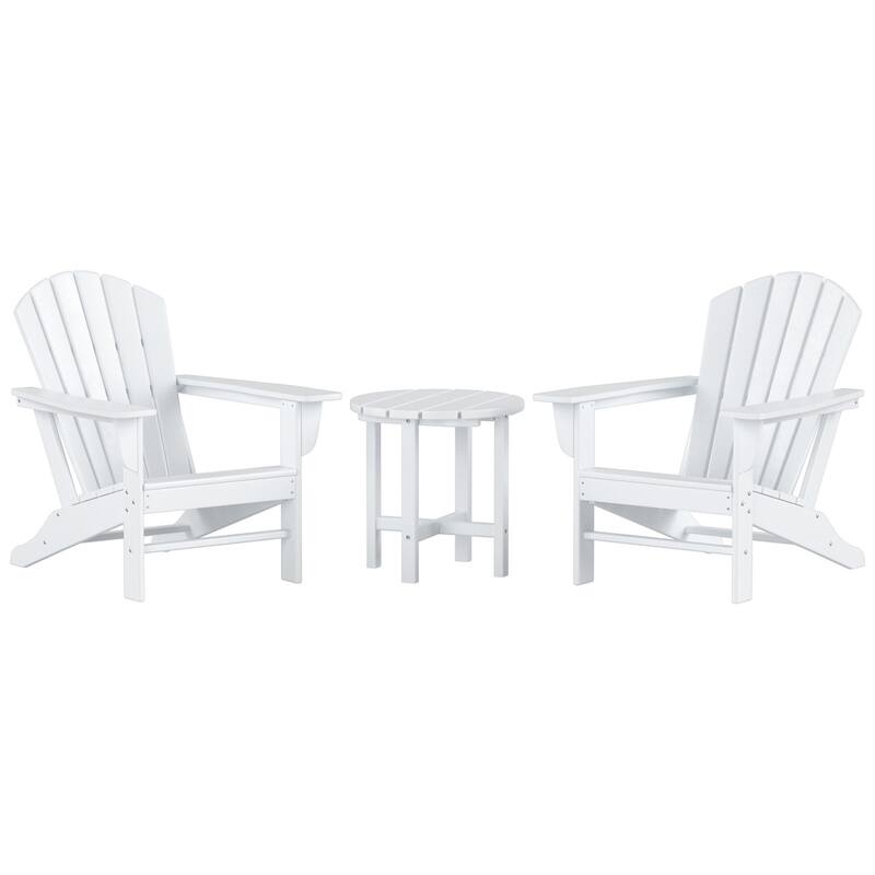 Altura Classic Outdoor Eco-Friendly All Weather Adirondack Chairs with Side Table (3-Piece Set)