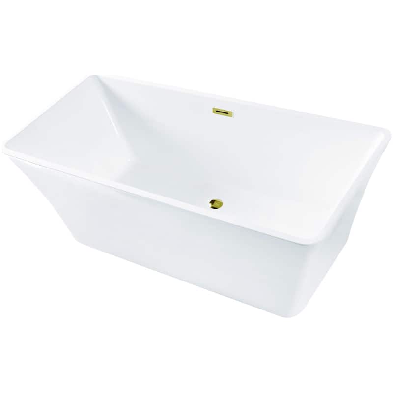 Kingston Brass VTSQ672923C41 Aqua Eden 67" Free Standing Acrylic - White / Polished Brass