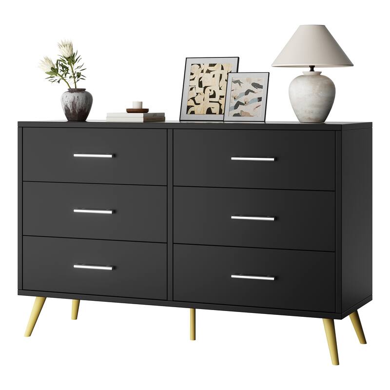 6-Drawer Dresser Storage– Modern Wide Top Storage Cabinet