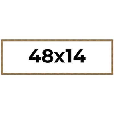 48x14 Frame Black Real Wood Picture Frame Kingsley Gold Distressed Photo Frame with UV Acrylic Foam Board Backing &