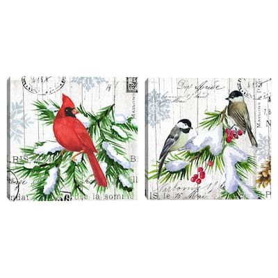 Winter Birds Cardinal 2 by Elena Vladykina Canvas Art Prints