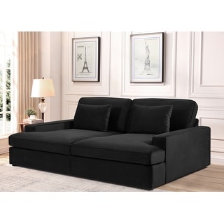 94.49''W Velvet Square arms Oversized Sofa / twin-sized Sofa Bed