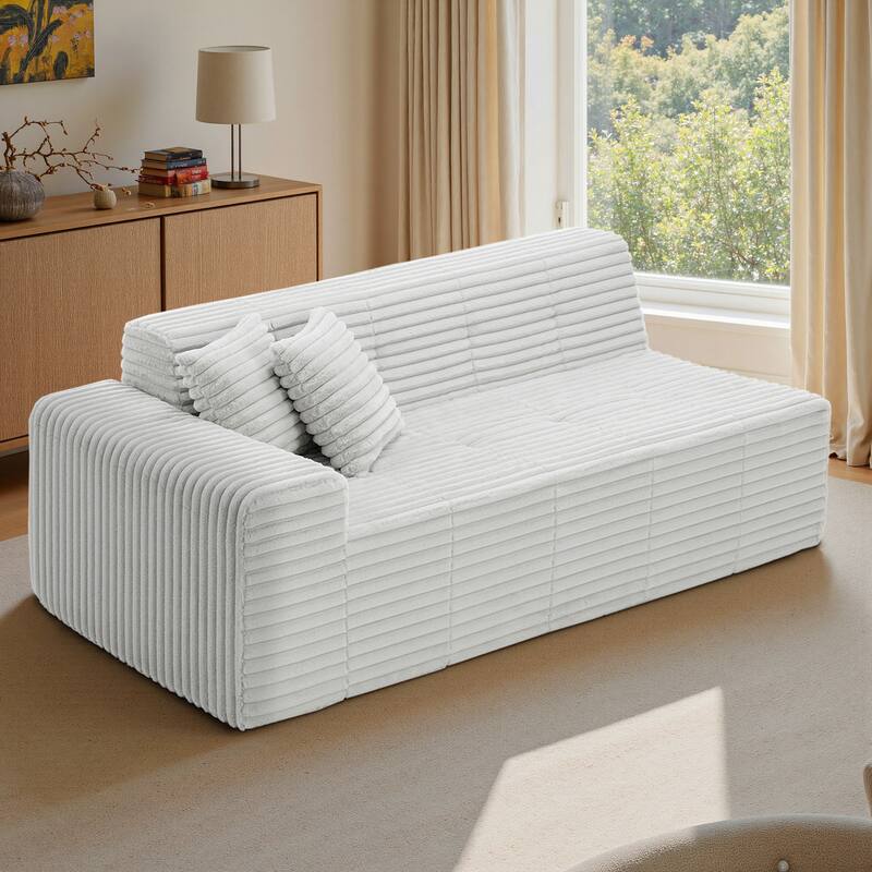 81" W No Assembly Required Couch Plush Corduroy Loveseat Sofa