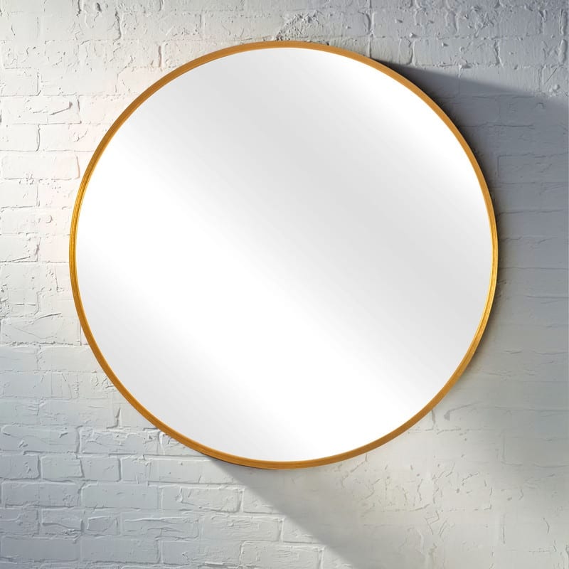 Classic Round Accent Bathroom Mirror Metal Frame Hanging Wall Mounted Circle Mirror for Wall Decor Vanity Entryway Living Room