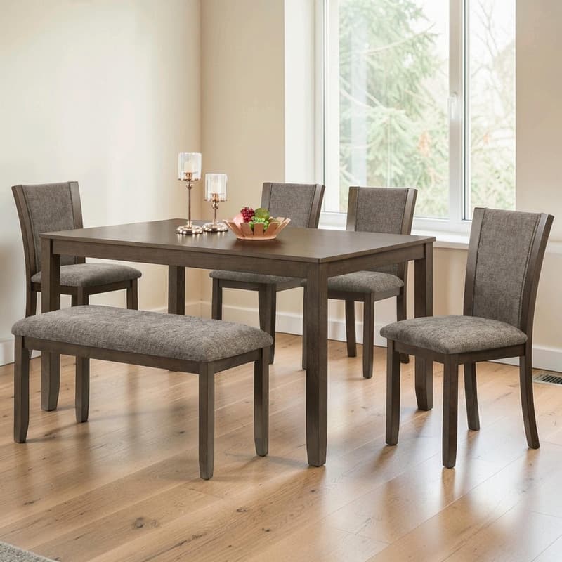 Wooden Dining Chairs Set of 4, Upholstered Side Chairs with Padded Seat for Kitchen & Dining Room