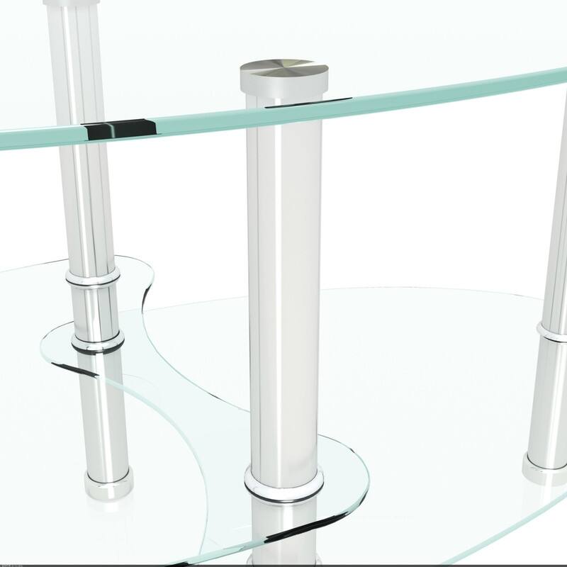 3-Layer Oval Glass Coffee Table