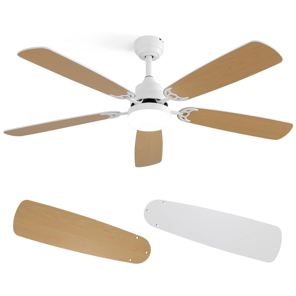 52" Wooden 6-Speed Noiceless Reversible DC Motor Ceiling Fan with Light and Remote