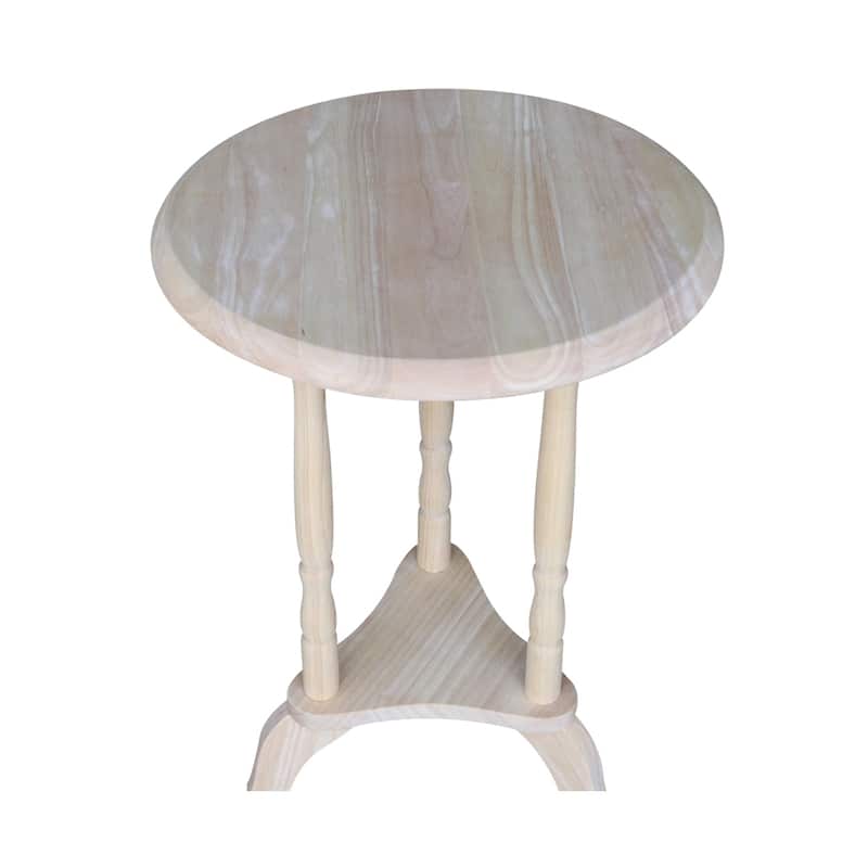 Round Unfinished Solid Parawood Plant Table