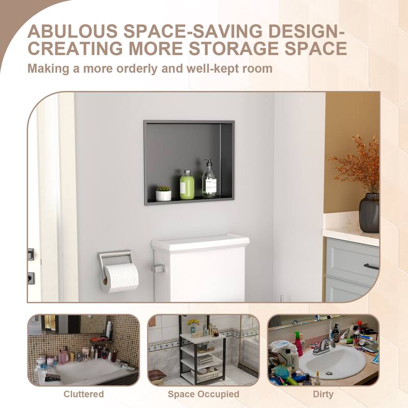 Lordear Brushed Stainless Steel 18'' x 14''Bath Shower Niche Bathroom Storage
