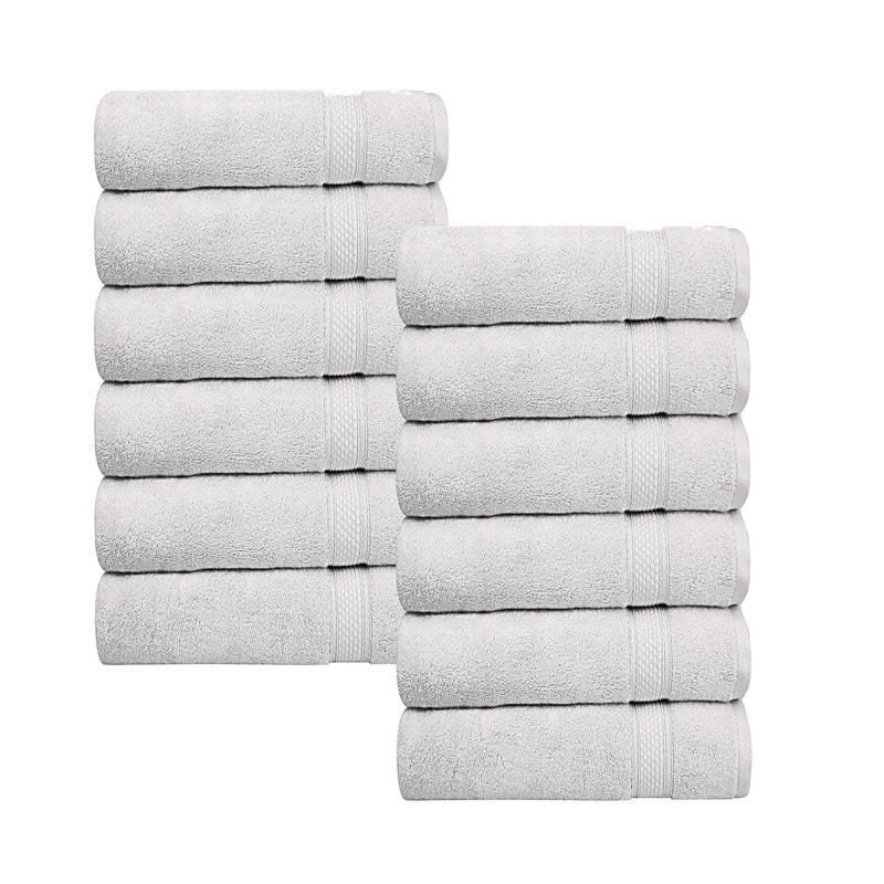 A1HC Wash Cloth Set, 500 GSM 100% Ring Spun Cotton, Oeko-Tex Green Certified, Zero Twist, Quick Dry & Highly Absorbent - 12 Piece Wash Cloth (13"x13") - Bright White