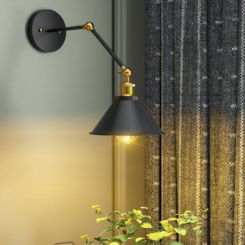 Black Swing Arm 1-light Wall Sconces,Vintage Industrial Wall Lamp Wall Mounted Lighting