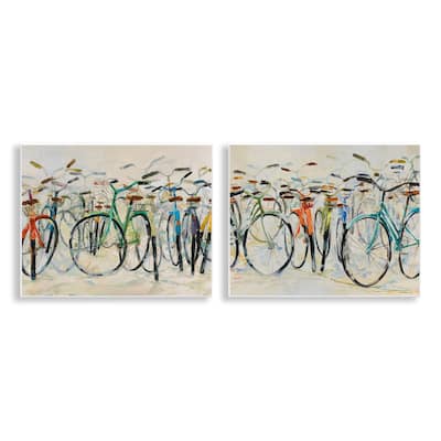 Stupell Dynamic Bicycles on Beige Wall Plaque Art Design By Dusza (Set of 2)
