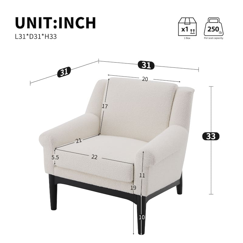 Mid-Century Modern Upholstered Accent Chair with Flared Arms by Harper&Bright Designs