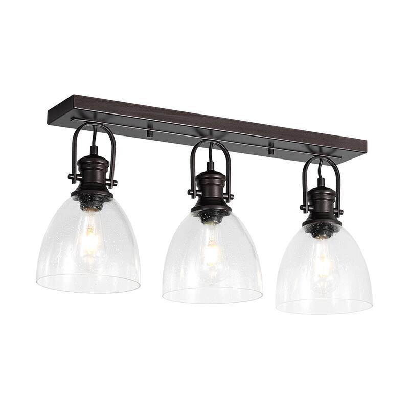 Industrial 3-Light Versatile Glass Island Semi Flush Mount Wall Light