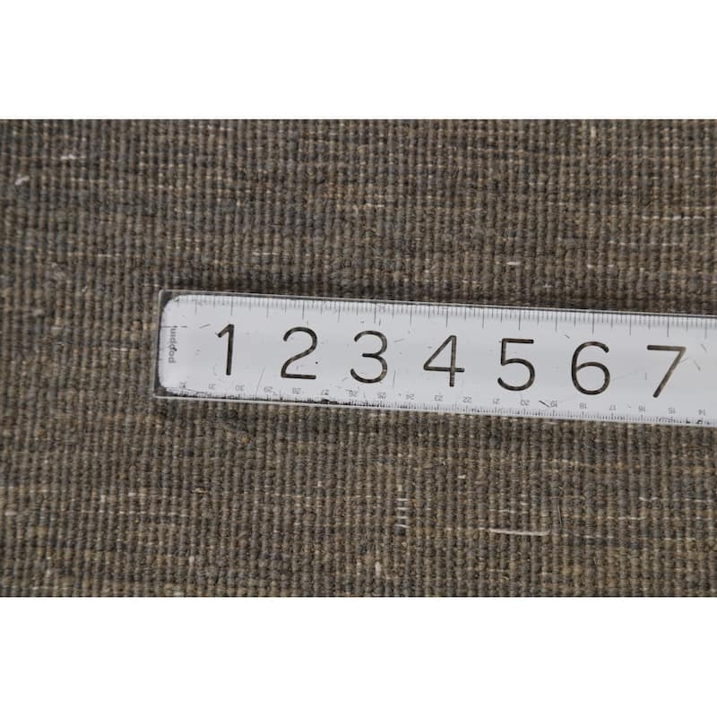 Gray Gabbeh Oriental Rug Hand-Knotted Solid Wool Carpet - 3'4" x 4'11"