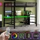 preview thumbnail 18 of 64, Twin/Full Size Gaming Loft Bed with Bulit-in Desk and LED Lights, Metal Loft Bedframe with Ladder and Guardrails for Kids