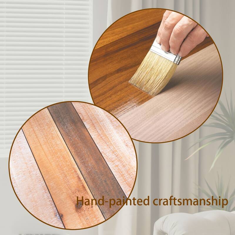 Roomfitters Rectangular Wood Coffee Table with Slatted Design, 48-Inch Engineered Wood in Multicolor Finish