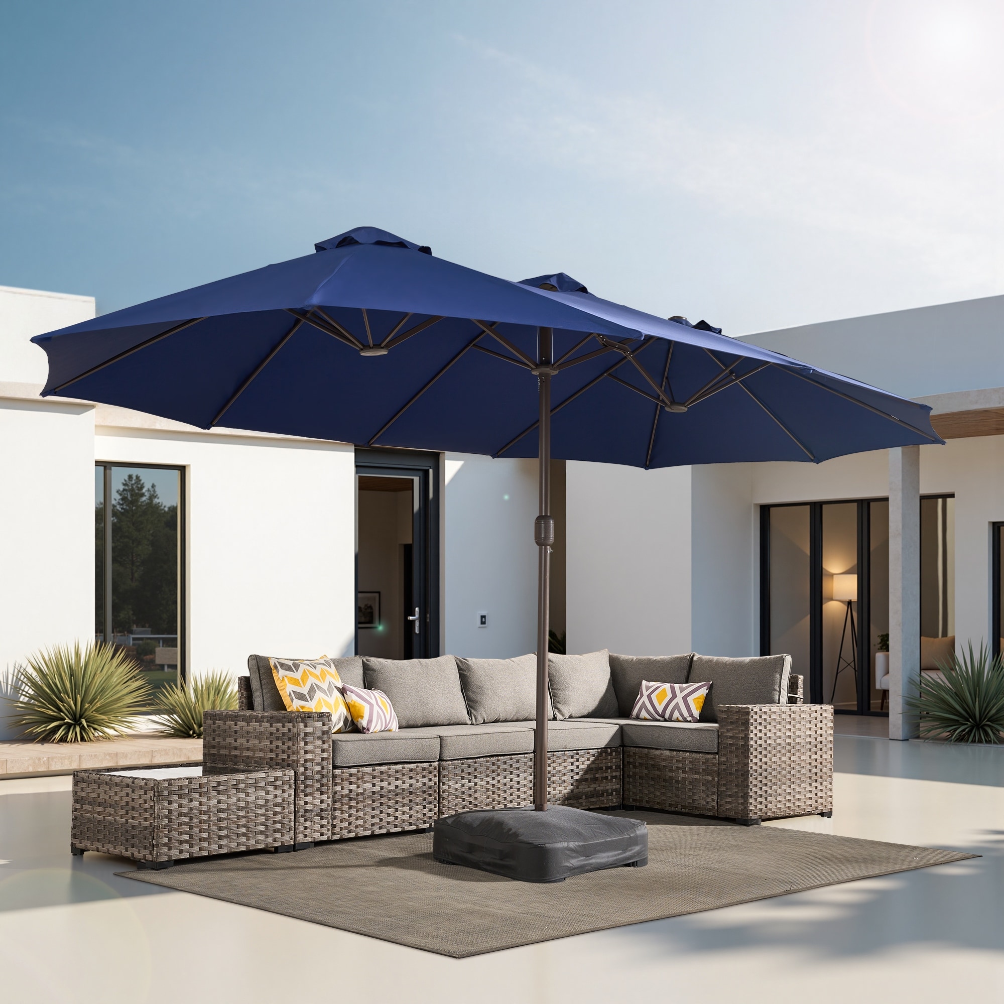 HOOOWOOO Outdoor Patio Umbrella with Crank Handle