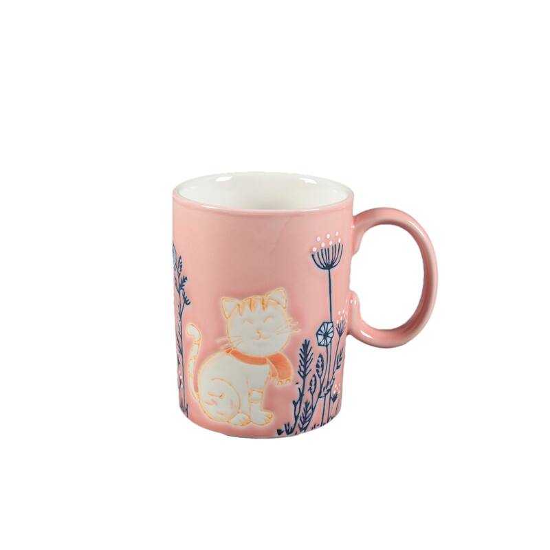 18 oz Pink Ceramic Cat Mug