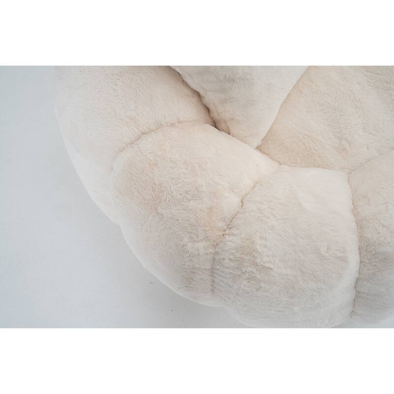 GDFStudio - Floral-Shaped 75.49" Faux Fur Loveseat Sofa with High-Density Foam