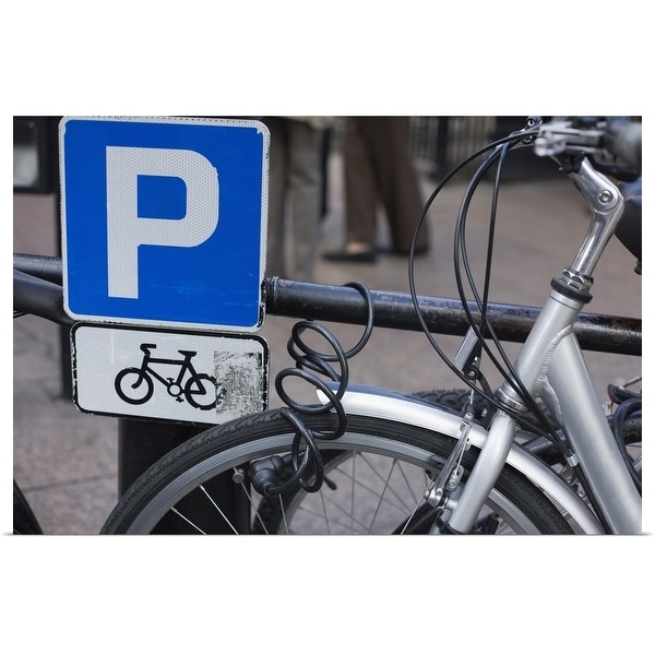 "Bicycle and parking sign" Poster Print