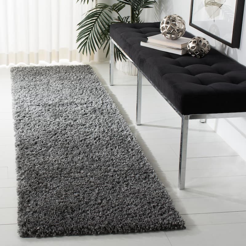 SAFAVIEH August Shag Solid 1.2-inch Thick Area Rug - 2'3" x 8' Runner - Grey - Runner