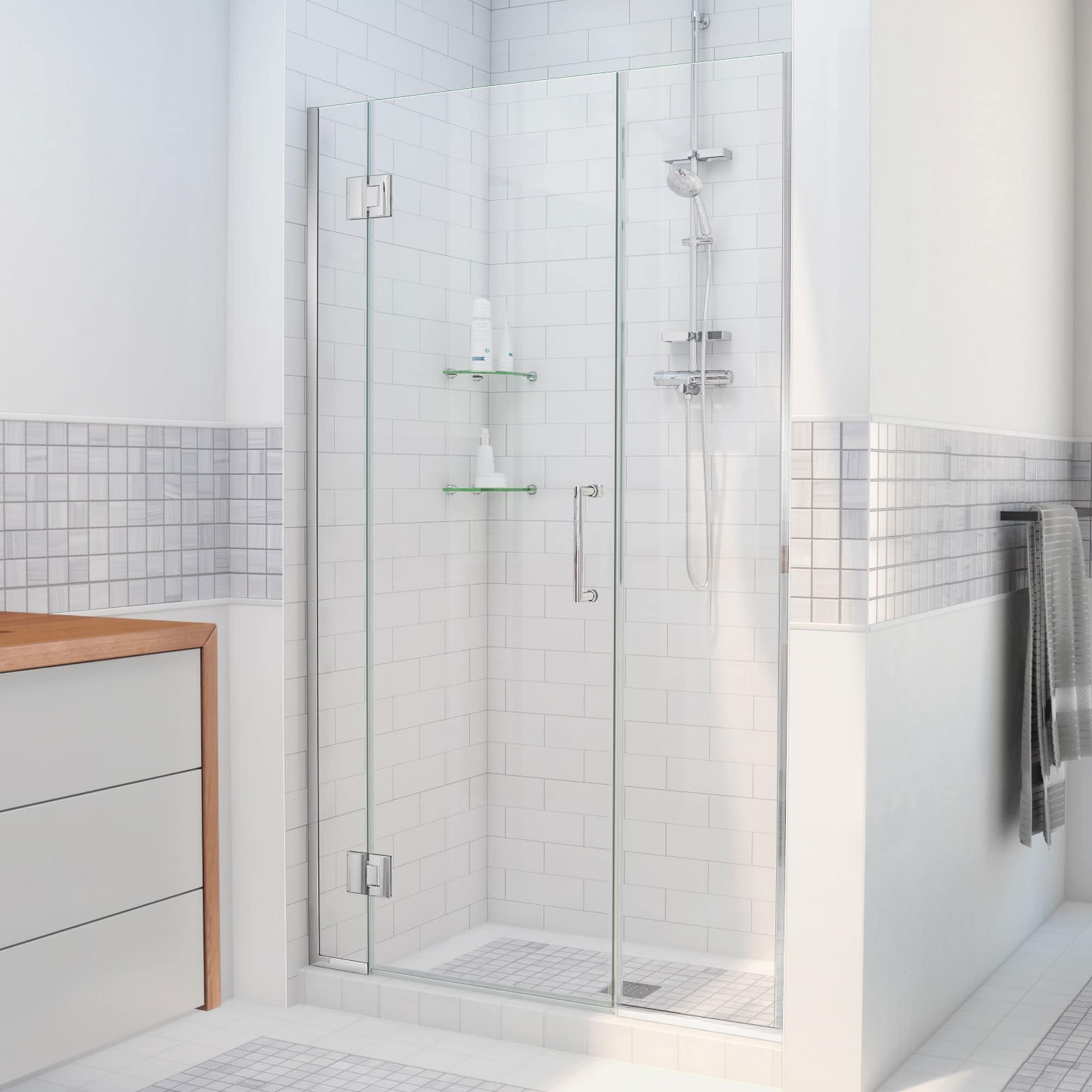 DreamLine Unidoor-X 57 1/2-58 in. W x 72 in. H Frameless Hinged Shower Door - 57.5" - 58" W