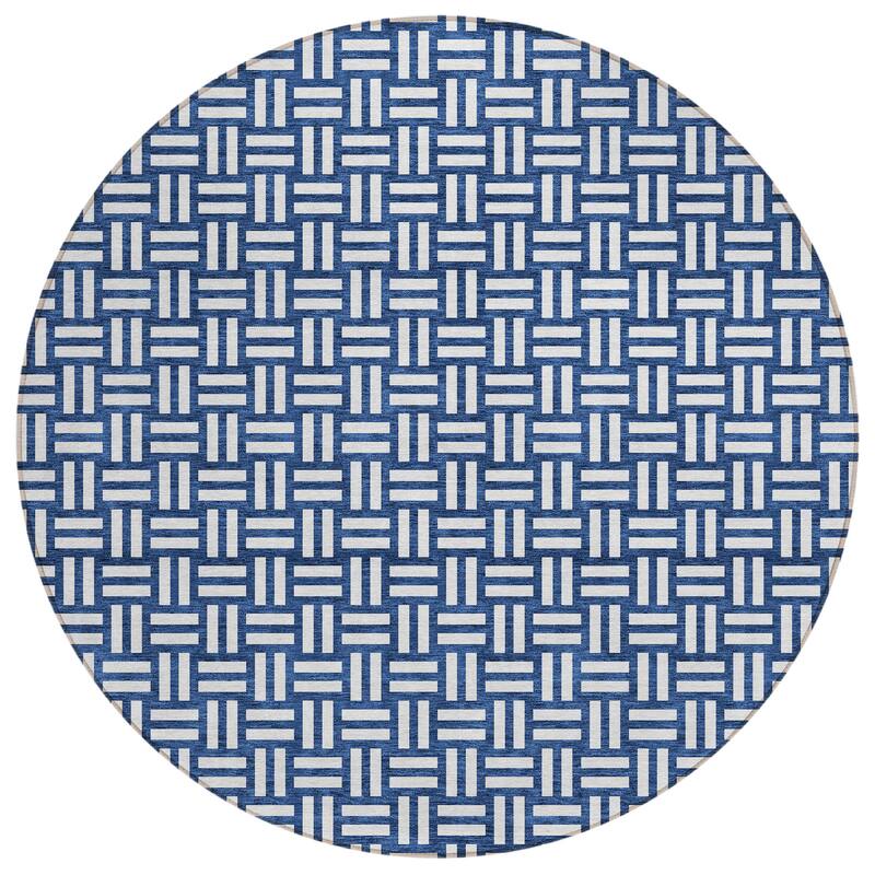 Machine Washable Indoor/ Outdoor Chantille Contempory Crosshatch Rug