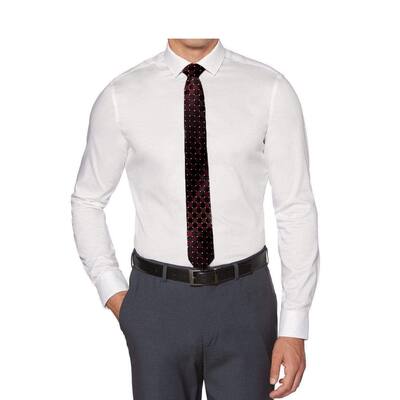 Perry Ellis Boys Dress Shirts Patterned Burgundy Tie w Solid Shirts