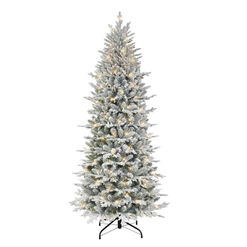7.5' Flocked Northern Fir Medium Artificial Tree Color Select LED - 7.5 Foot