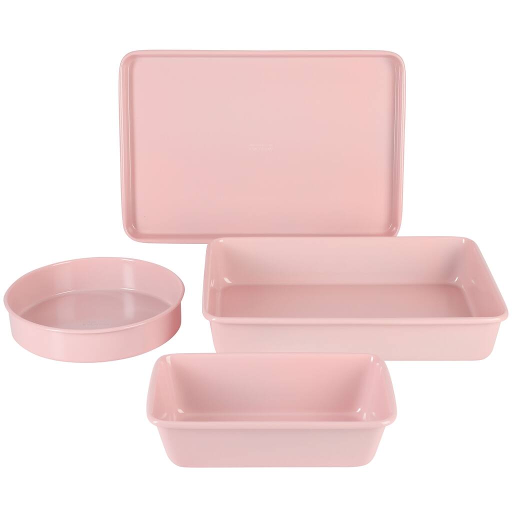 Martha Stewart Everyday Carbon Steel 4pc Colored Bakeware Set in Pink