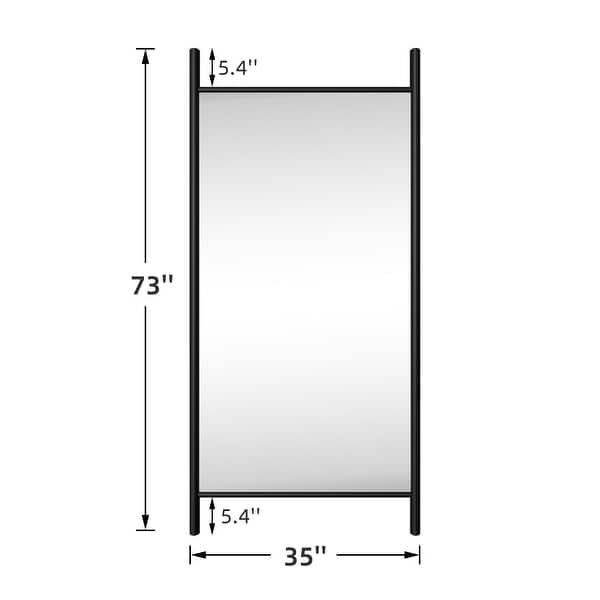 dimension image slide 4 of 6, Wooden Frame Ladder-Style Wall Mirror full length mirror